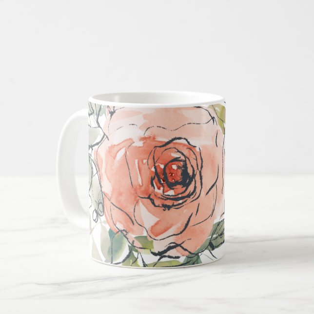 Blommigt Feminine Mugg för henne (Framsida vänster)