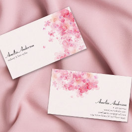 Blommigt Feminine Rosa Makeup Artist Hair Stylist Visitkort