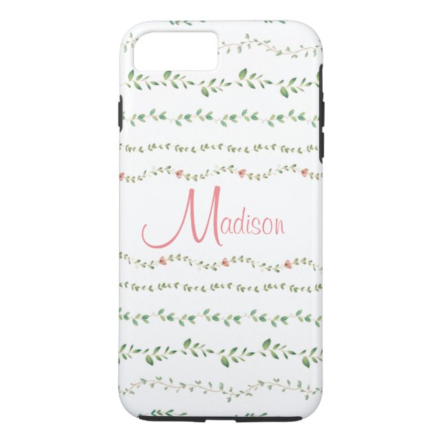 Blommigt Feminine Söt Girly Cute Greenery Case-Mate iPhone Skal (Baksida)