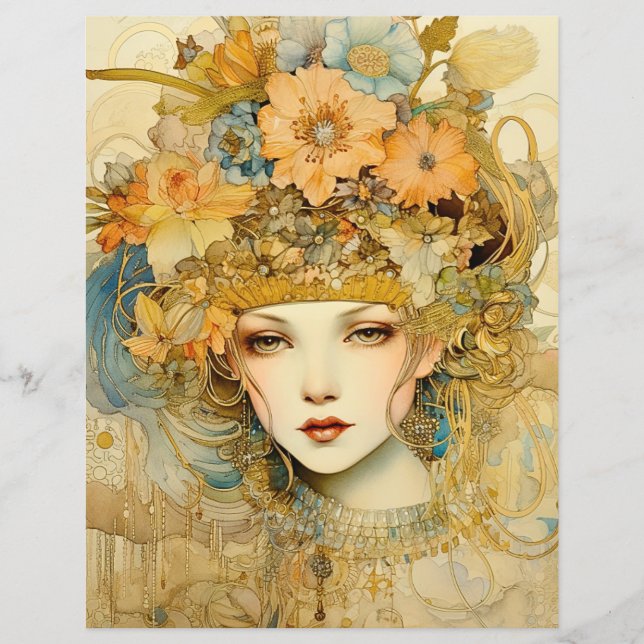 Blommigt Femme Fatale Scrapbook Papper (Framsida)