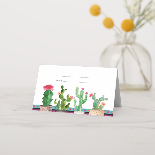 Blommigt Fiesta Cactus Par Shower-platskort Placeringskort (Framsida)