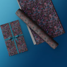 Blommigt Figursätt Pappert - Abstrakt Mörk Blomdes