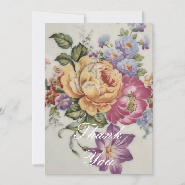 Blommigt Finare Tack Kort (Framsida)