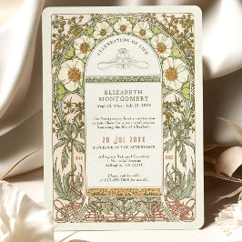 Blommigt Firande av Life av Alphonse Mucha Inbjudningar