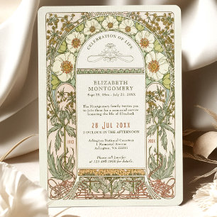 Blommigt Firande av Life av Alphonse Mucha Inbjudningar