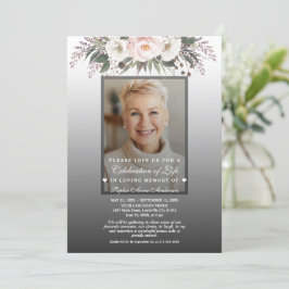 Blommigt Firande i livets fotobegravning Inbjudningar