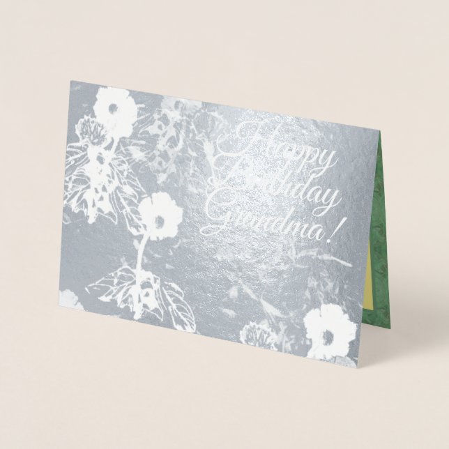 Blommigt fjällkort med text folierat kort (Framsida)