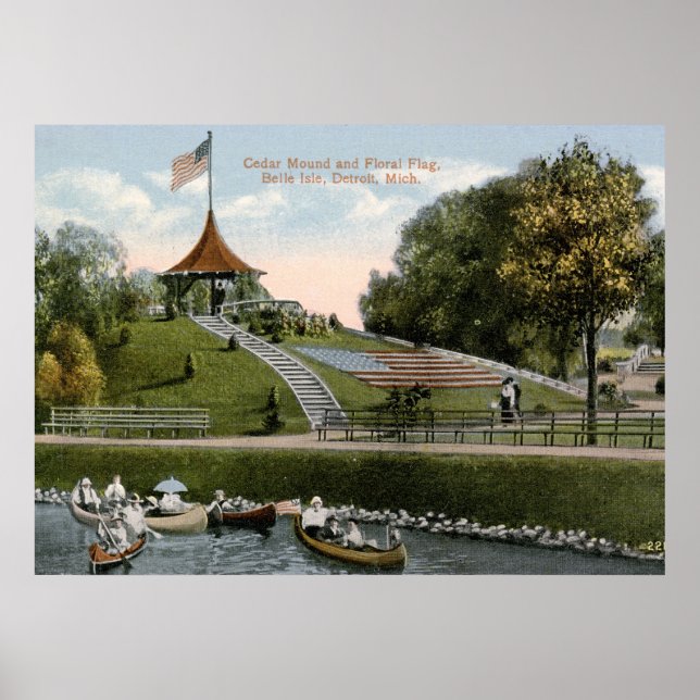 Blommigt Flagga, Belle Isle Park, Detroit 1915 Vin Poster (Framsidan)