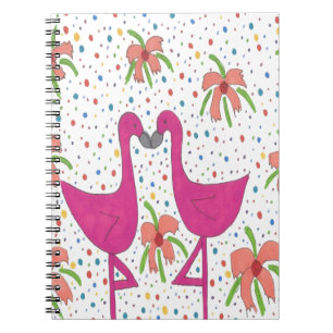 Blommigt Flamingo Fiesta Anteckningsbok Med Spiral