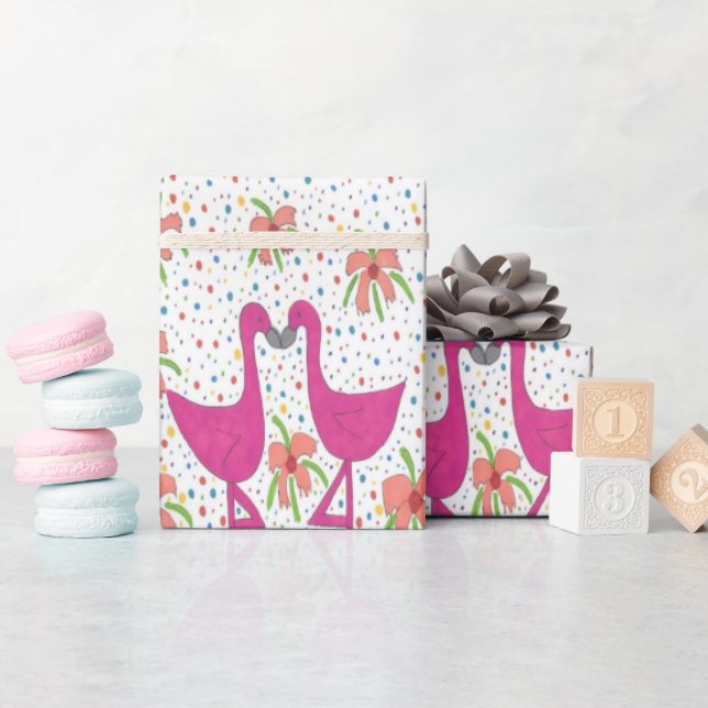 Blommigt Flamingo Fiesta Presentpapper (Baby Shower)