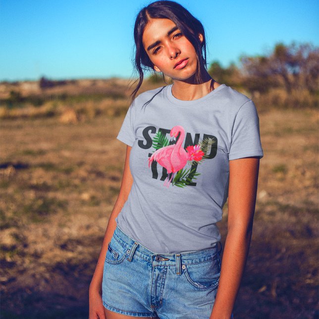 Blommigt Flamingo Ställtall Strong Women T Shirt (Skapare uppladdad)