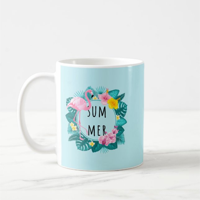 Blommigt Flamingo Summer Bliss Kaffemugg (Vänster)