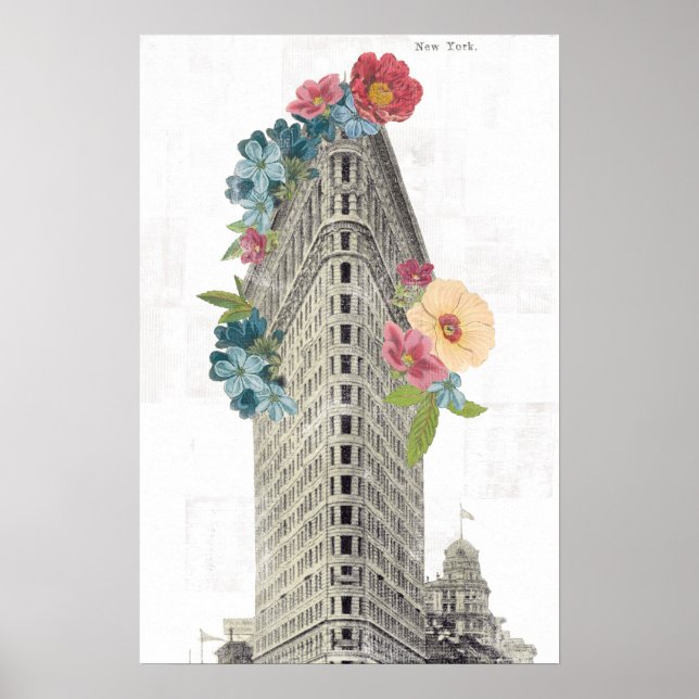 Blommigt Flat Järn | New York, NY Poster (Framsidan)
