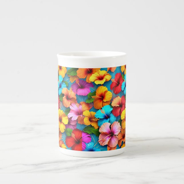 Blommigt Flerfärgade blommor Mönster-36355 Benporslin Mugg (Framsidan)