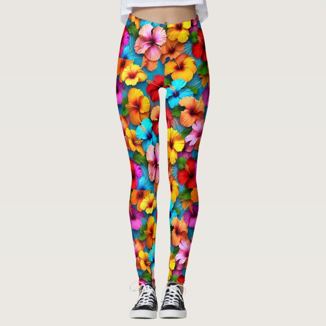Blommigt Flerfärgade blommor Mönster-36355 Leggings (Framsida)