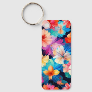 Blommigt Flerfärgade blommor Mönster-37566 Nyckelring