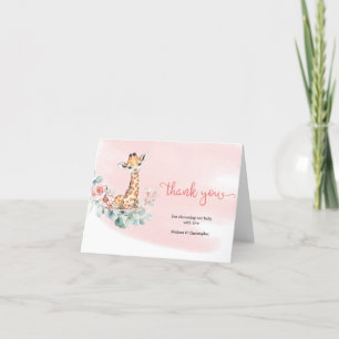 blommigt flicka baby giraffe eucalyptus andedräkt tack kort