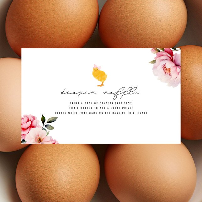 Blommigt Flicka Chick Diaper Raffle Tilläggskort (Skapare uppladdad)