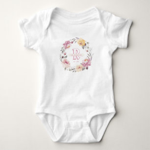 Blommigt flicka personlig monogram för utandning t shirt