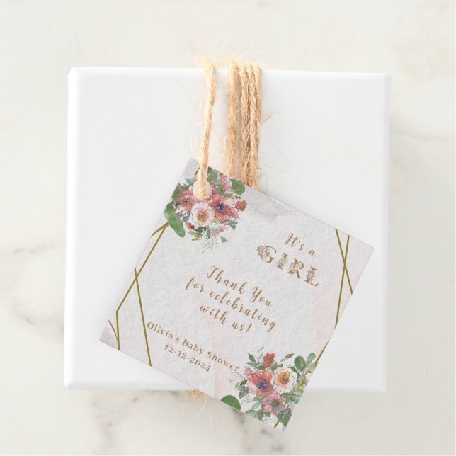 Blommigt Flicka Shower Tack Gåvor Etiketter (På plats)