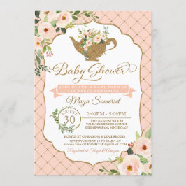  Blommigt Flicka Tea Party Baby Shower Inbjudningar