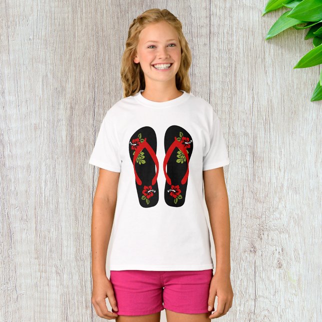 Blommigt Flinflip flops Girls T-Shirt (Skapare uppladdad)