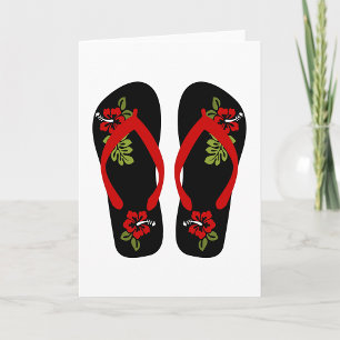 Blommigt Flinflip flops hälsningskort Kort