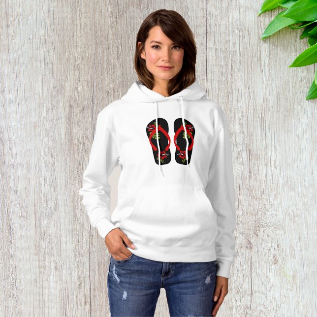 Blommigt Flinflip flops Womens Hoodie T Shirt (Skapare uppladdad)