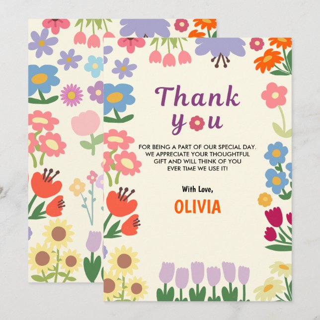 Blommigt FLODSKT 5:e Tacken - platta kort (Fram/baksida)