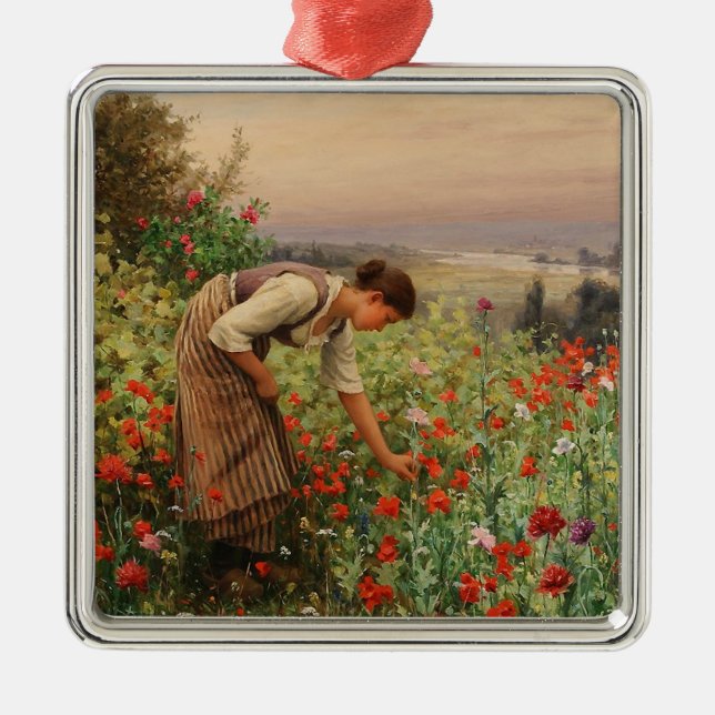 Blommigt (Flower Fält) Julgransprydnad Metall (Framsidan)