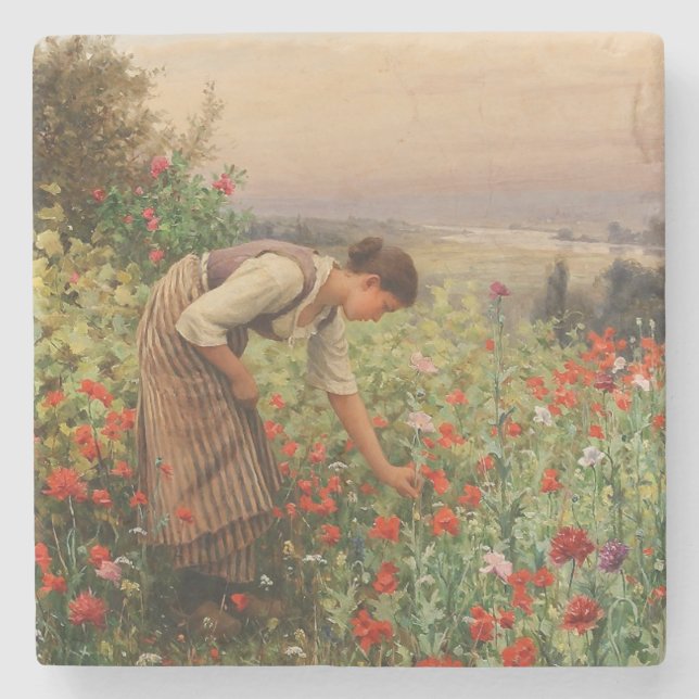 Blommigt (Flower Fält) Stenunderlägg (Framsidan)