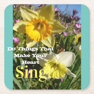Blommigt Flower för inspirationsofferten Daffodil Underlägg Papper Kvadrat