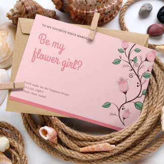 Blommigt Flower Girl Bröllop Card Inbjudningar