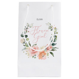 Blommigt Flower Girl Rosa Watercolor Wand Bröllop