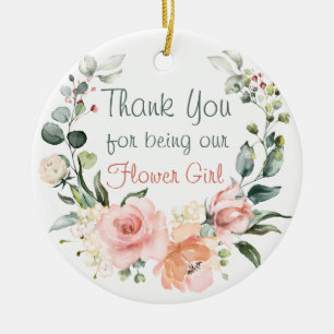 Blommigt Flower Girl Tack Julgransprydnad Keramik