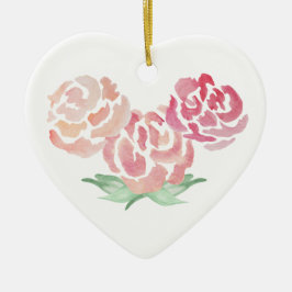 Blommigt Flower Heart Shape Ceramic Helgdag Orname Julgransprydnad Keramik