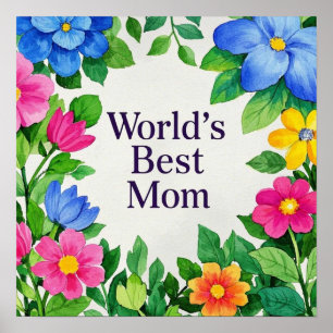 Blommigt Flower World's Best Mamma Poster