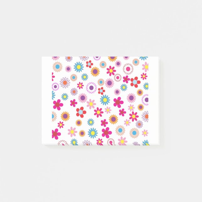 Blommigt Flowers Background Mönster Tapet Papper. Post-it Block (Framsida)