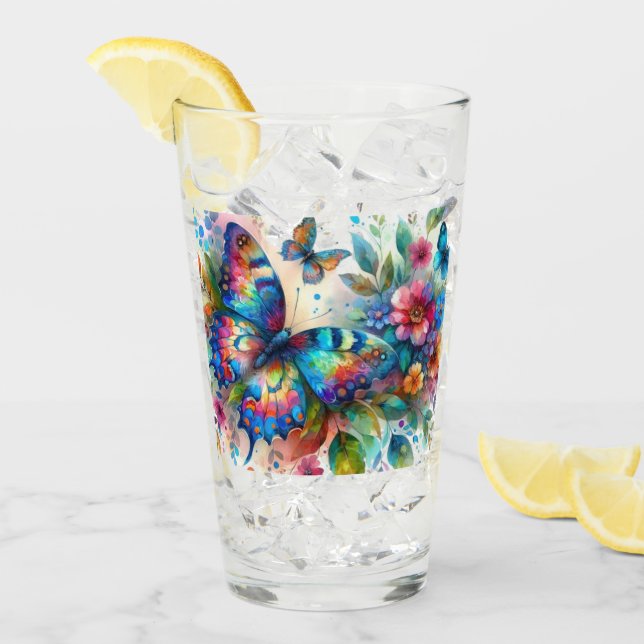 Blommigt Flowers Blue Rosa Glaskopp (Framsida Ice)