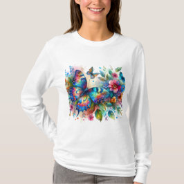 Blommigt Flowers Blue Rosa T Shirt