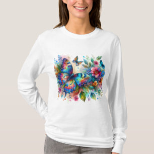 Blommigt Flowers Blue Rosa T Shirt