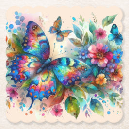 Blommigt Flowers Blue Rosa Underlägg Papper