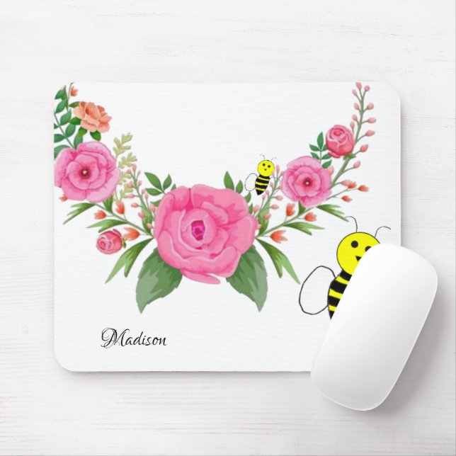 Blommigt Flowers Bumblebee Mouse Pad! Musmatta (Med mus)