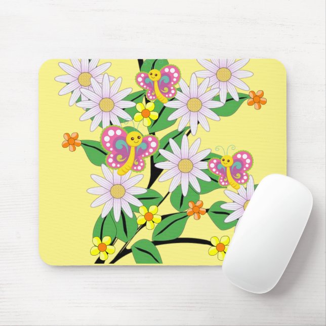 Blommigt Flowers Butterfly Mouse Pad! Musmatta (Med mus)