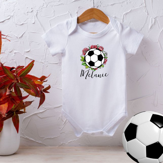 Blommigt Flowers Football Soccer Flicka Bodywear T Shirt (Skapare uppladdad)