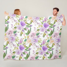 *~* Blommigt Flowers Mönster Print Lavender White