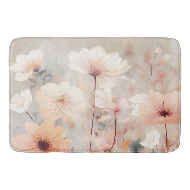 Blommigt Flowers Orange Beige Peach Design 328 Badrumsmatta (Framsidan)