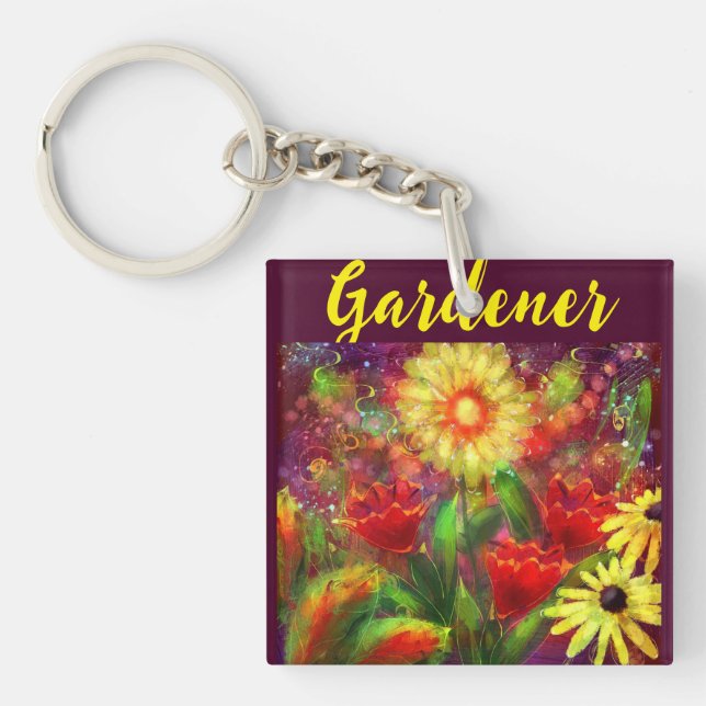 Blommigt Flowers Painting Abstrakt Art Red (Framsidan)