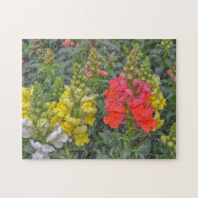 Blommigt Flowers Puzzle Snapdragon Colorful Puzzle Pussel (Horisontell)