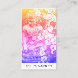 *~* Blommigt Flowers QR-kod Ombre Buddha Meditatio Visitkort